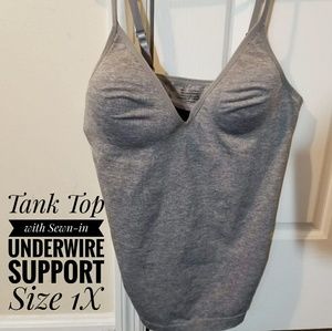 Sexy Plunge Tank Top with Sewn in Bra Size 1X